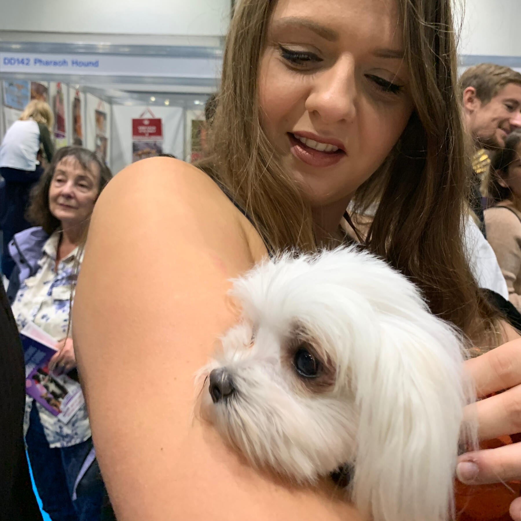 Steph holding a dog